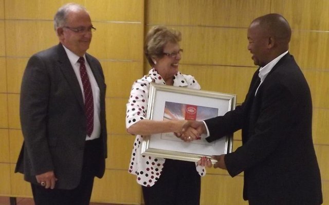  Mr Coenie Groenewald Municipal Manager,  Ald Nicolette Botha-Guthrie Mayor and Mr Solomzi Madikane, Director Local Economic Development